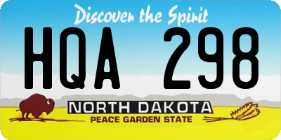 ND license plate HQA298