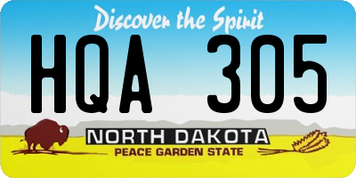 ND license plate HQA305