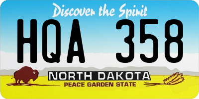 ND license plate HQA358