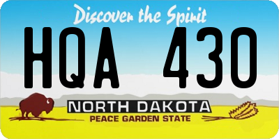 ND license plate HQA430