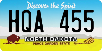 ND license plate HQA455