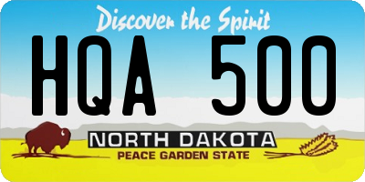 ND license plate HQA500