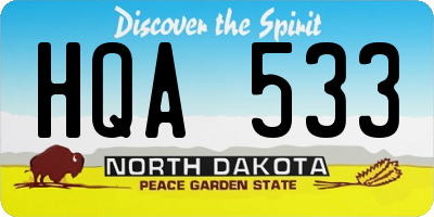 ND license plate HQA533