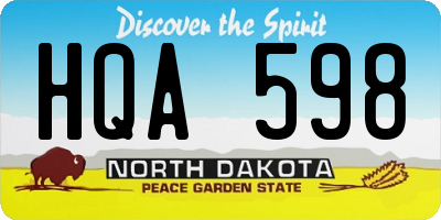 ND license plate HQA598