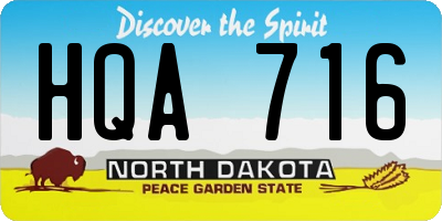 ND license plate HQA716