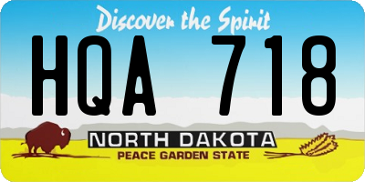 ND license plate HQA718