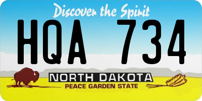 ND license plate HQA734