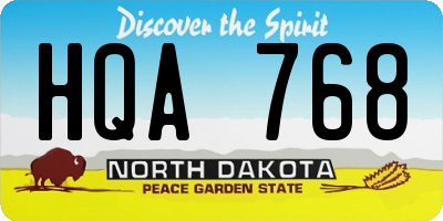 ND license plate HQA768