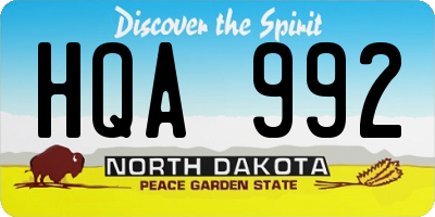 ND license plate HQA992