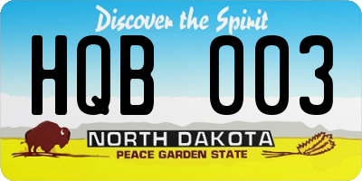 ND license plate HQB003