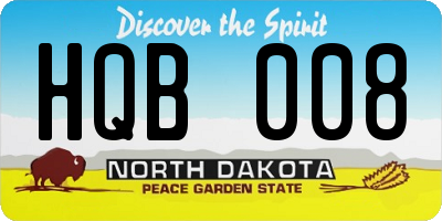 ND license plate HQB008