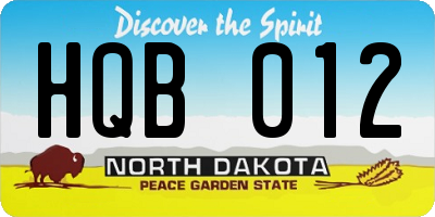 ND license plate HQB012