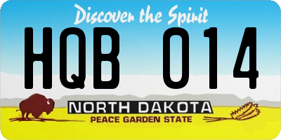 ND license plate HQB014