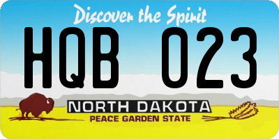 ND license plate HQB023