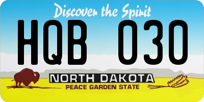 ND license plate HQB030
