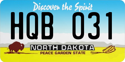 ND license plate HQB031