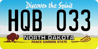 ND license plate HQB033