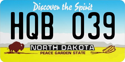 ND license plate HQB039