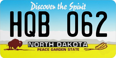 ND license plate HQB062