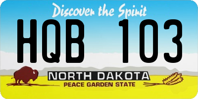 ND license plate HQB103