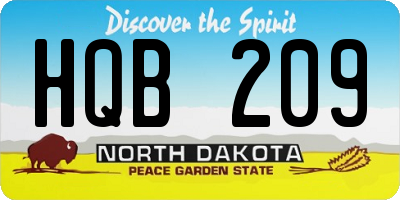 ND license plate HQB209