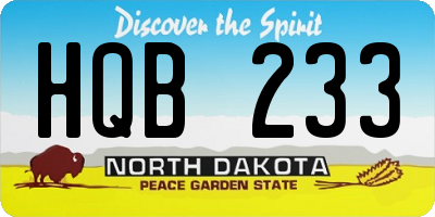 ND license plate HQB233