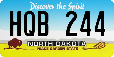 ND license plate HQB244