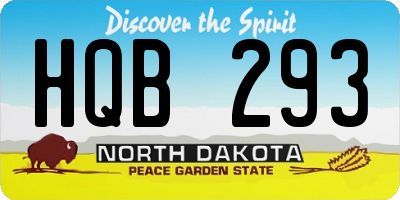ND license plate HQB293