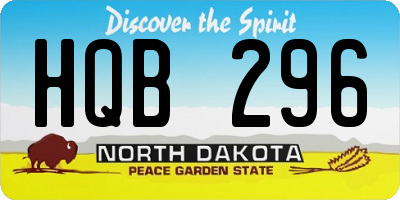 ND license plate HQB296