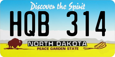 ND license plate HQB314
