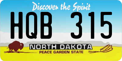 ND license plate HQB315