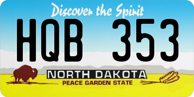ND license plate HQB353