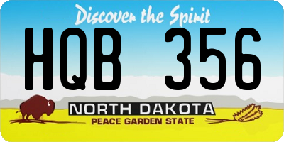 ND license plate HQB356