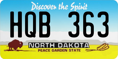 ND license plate HQB363