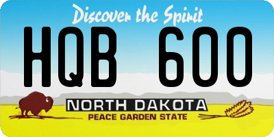 ND license plate HQB600