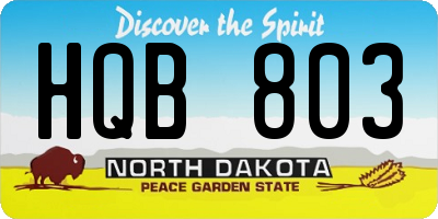 ND license plate HQB803