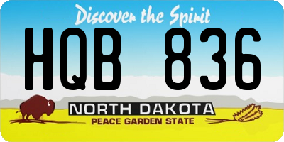 ND license plate HQB836