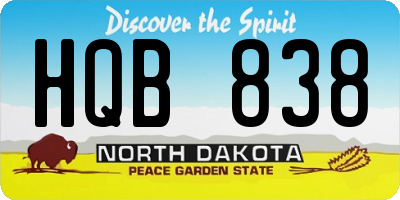 ND license plate HQB838