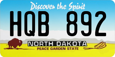 ND license plate HQB892