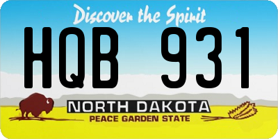 ND license plate HQB931