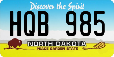 ND license plate HQB985