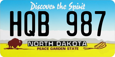 ND license plate HQB987