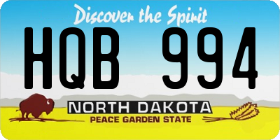 ND license plate HQB994
