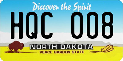 ND license plate HQC008