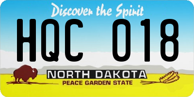 ND license plate HQC018