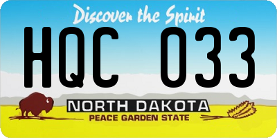 ND license plate HQC033