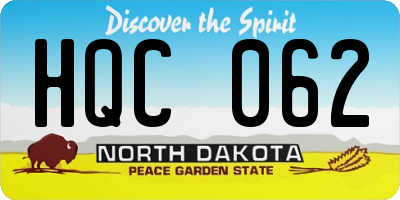 ND license plate HQC062