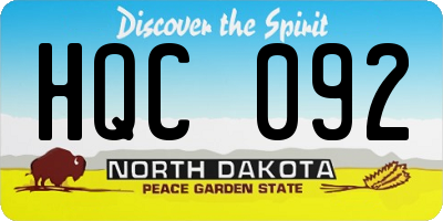 ND license plate HQC092