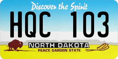 ND license plate HQC103