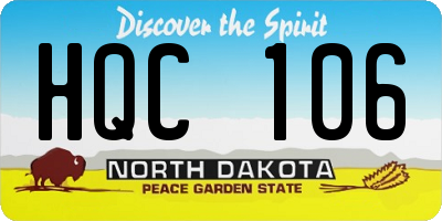 ND license plate HQC106